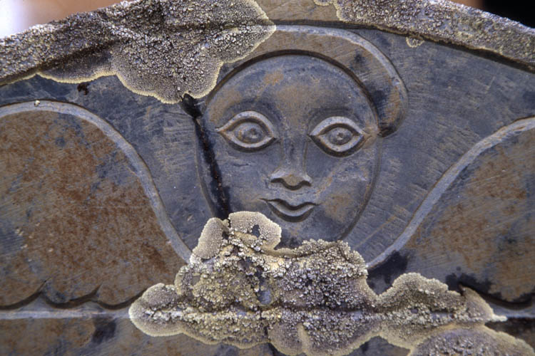 Gravestone with Moon-Faced Angel